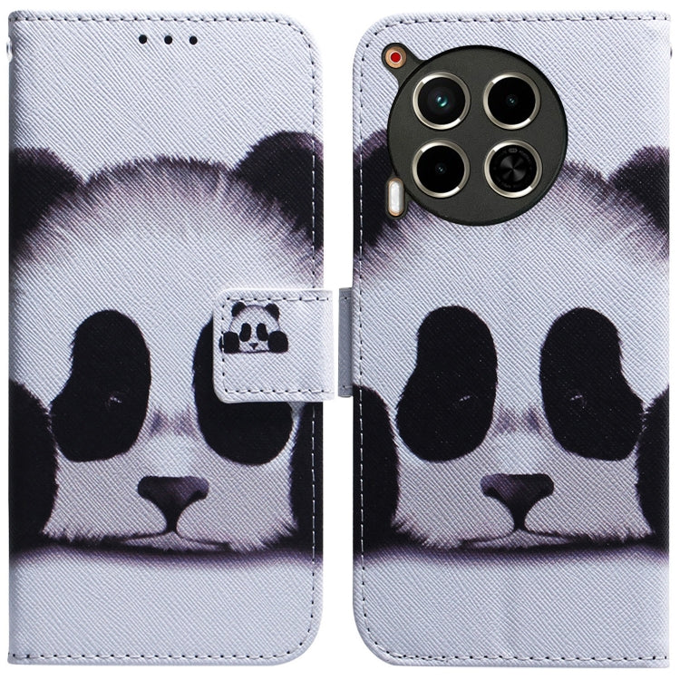 Flip leather phone case with white panda face design and magnetic front flap