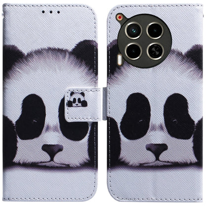 Flip leather phone case with white panda face design and magnetic front flap