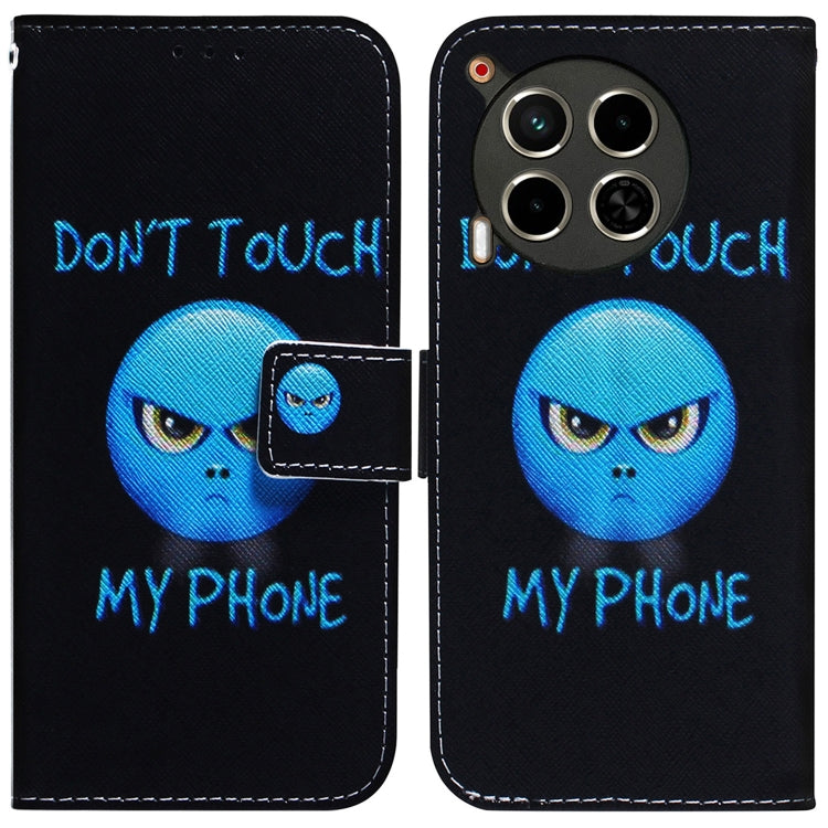 Flip leather phone case with blue alien face print and magnetic flap