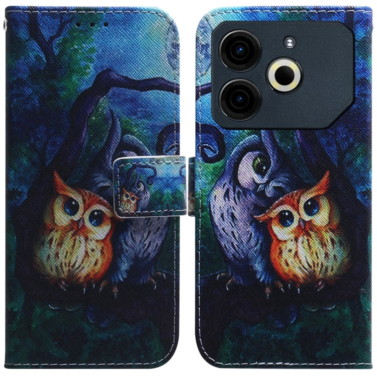 Blue flip leather phone case with owl print and camera cutout