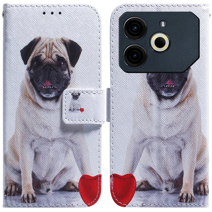 White flip leather phone case with a black dog portrait and card holder window