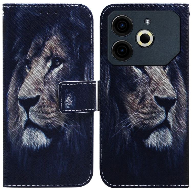 Dark blue flip leather phone case with tiger face illustration and side card slot