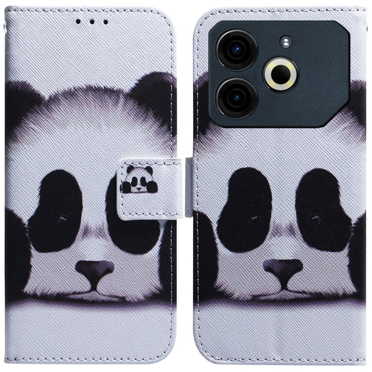 White flip leather phone case with a panda face print and built-in card window