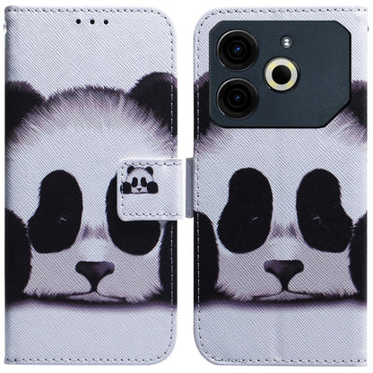 White flip leather phone case with a panda face print and built-in card window