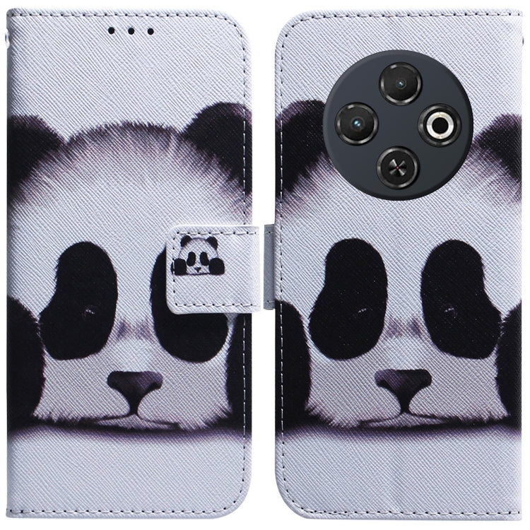 Flip leather phone case, white with printed panda/cat faces, fold cover and camera cutout.