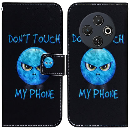 Flip leather phone case, black with blue alien cat graphic, flip cover and camera cutout.