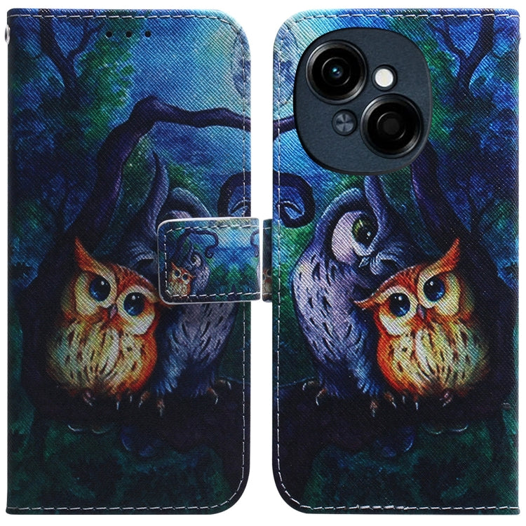Flip leather phone case, dark teal with owl graphic, flip cover and camera cutout.