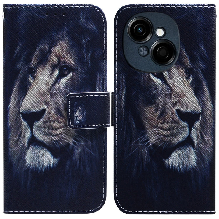 Dark blue flip leather phone case with tiger illustration and magnetic wallet flap