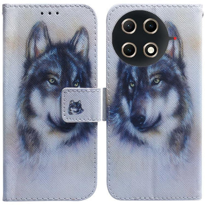 Light blue flip leather phone case with dog face print and camera cutout