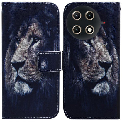 Flip leather phone case with dark blue tiger artwork, front flap and camera cutouts