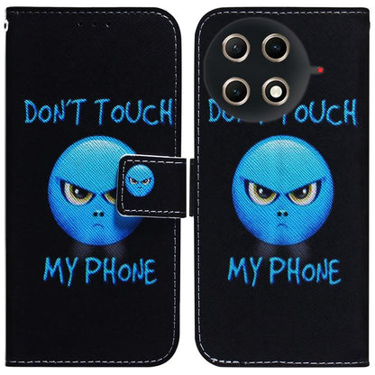 Flip leather phone case with black blue alien face artwork, front flap and camera cutouts