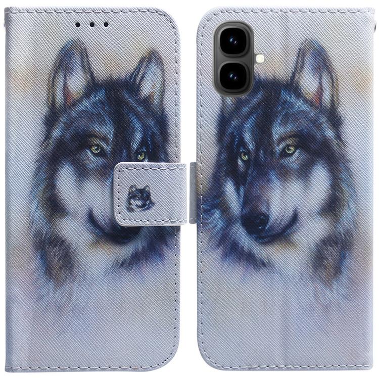Wolf print flip leather phone case with card slot and magnetic clasp