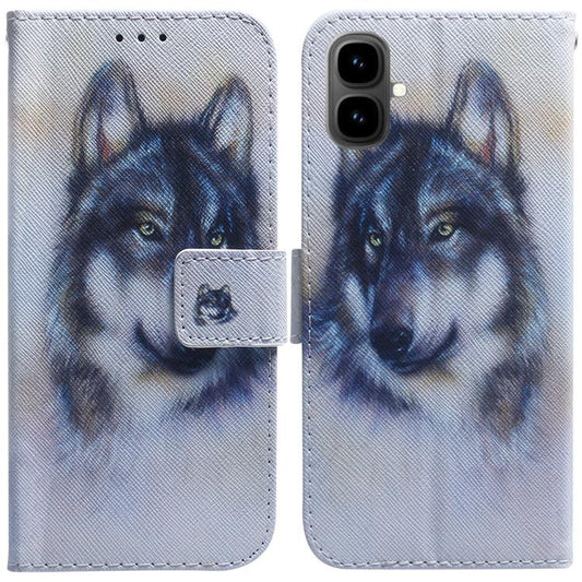 Wolf print flip leather phone case with card slot and magnetic clasp
