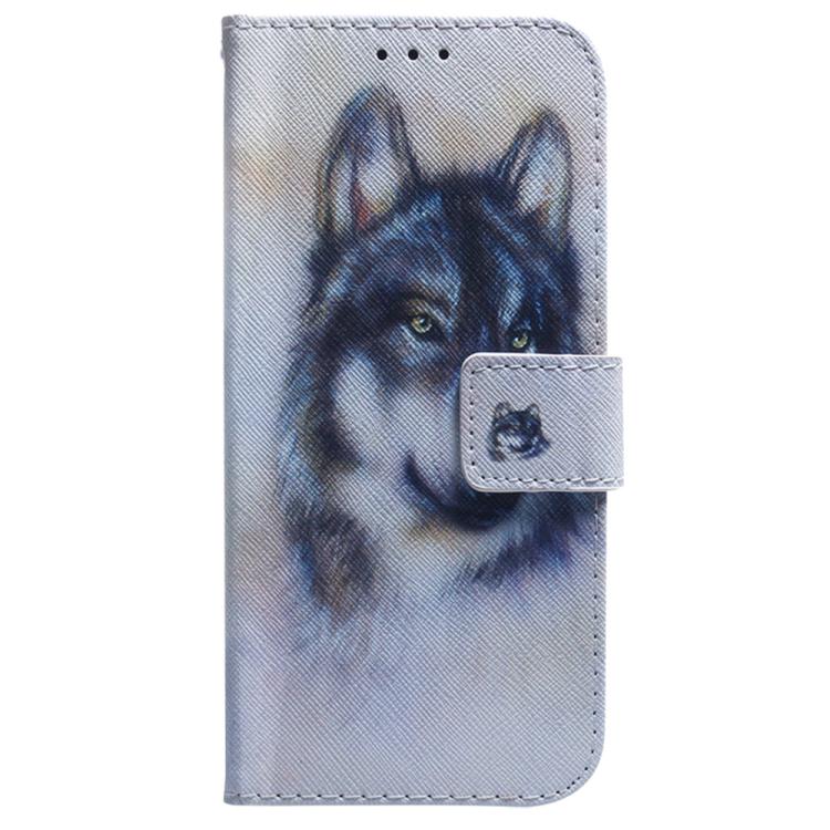 Wolf print flip leather phone case with front flap and card slot