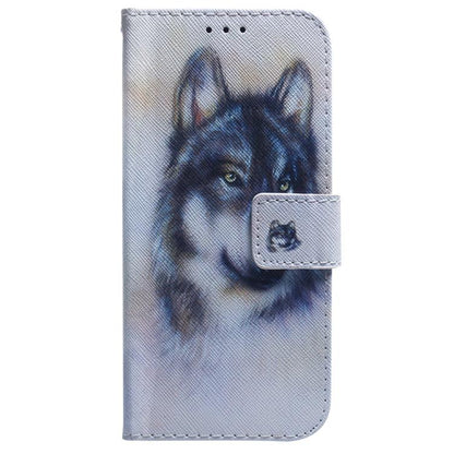 Wolf print flip leather phone case with front flap and card slot