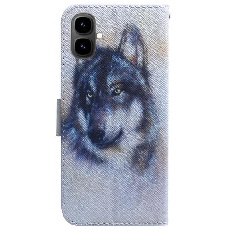 Wolf print flip leather phone case with camera cutout and card slot