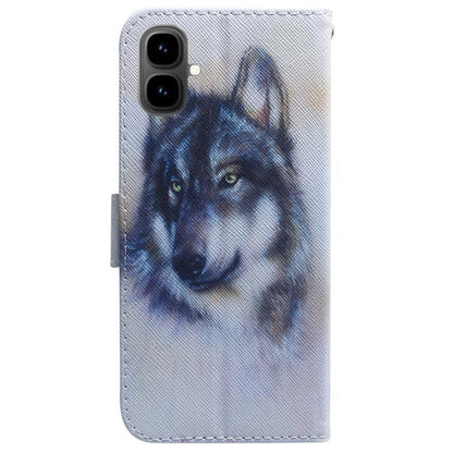 Wolf print flip leather phone case with camera cutout and card slot