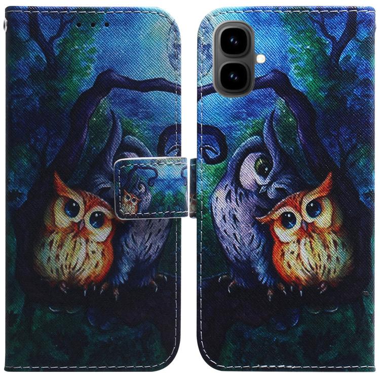 Colorful owl print flip leather phone case with card slot and clasp