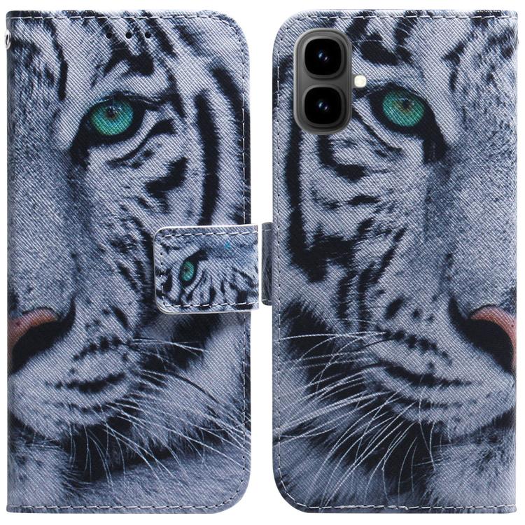 Tiger face print flip leather phone case with card slot and clasp