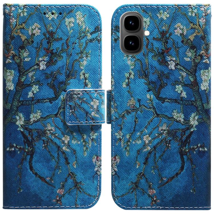 Blue floral branch print flip leather phone case with card slot