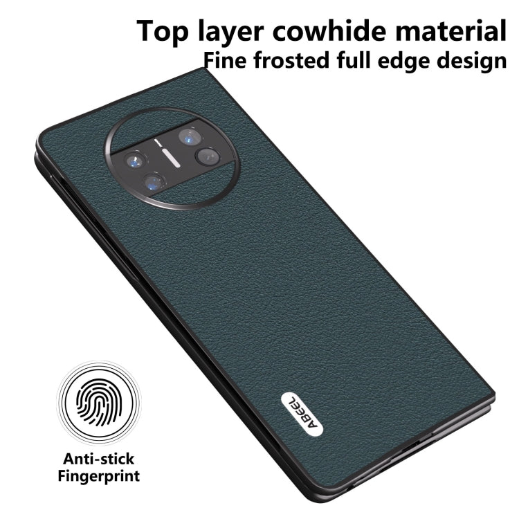 Genuine leather phone case with circular camera cutout and frosted full-edge design, dark green