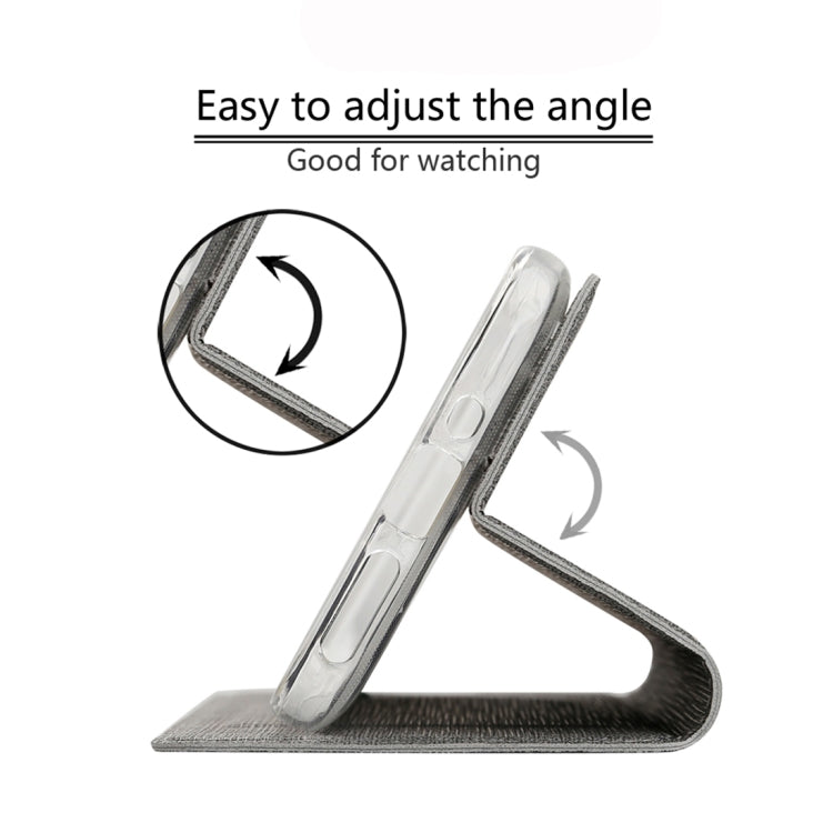 Grey flip phone case stand design for angled viewing