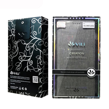 ViLi phone case packaging with grey fabric-texture flip case inside