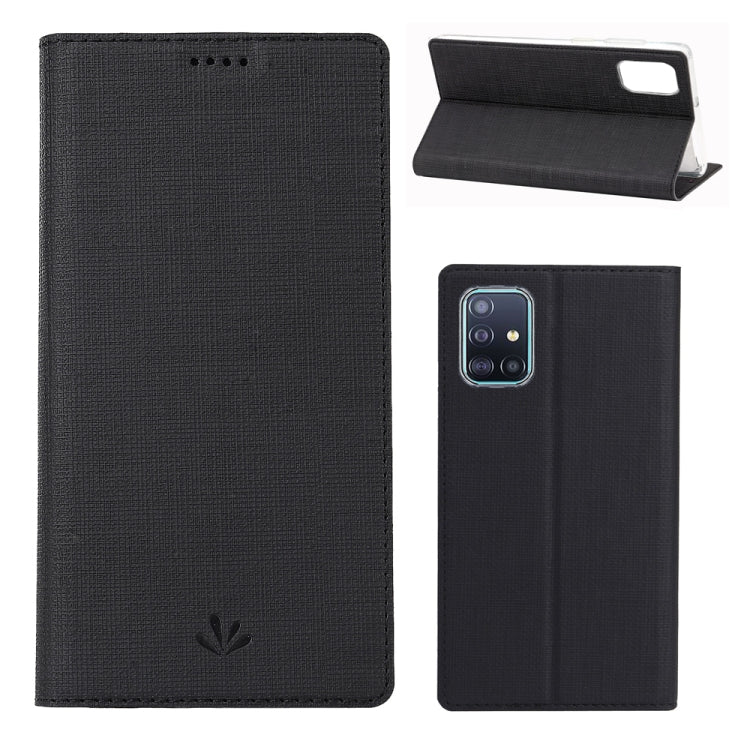 Magnetic flip phone case with card slots and stand, black textured fabric