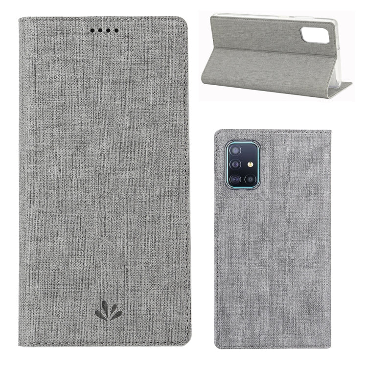 Magnetic flip phone case with card slots and stand, gray textured fabric