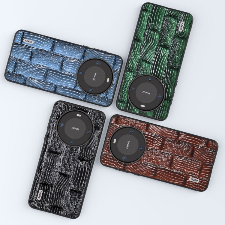 Genuine leather phone cases set: blue, green, black, and brown mahjong texture