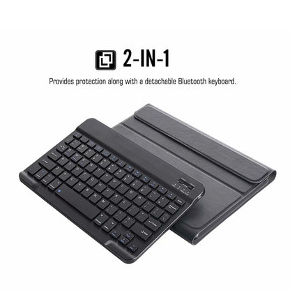 2-in-1 tablet case with detachable Bluetooth keyboard and integrated protective cover