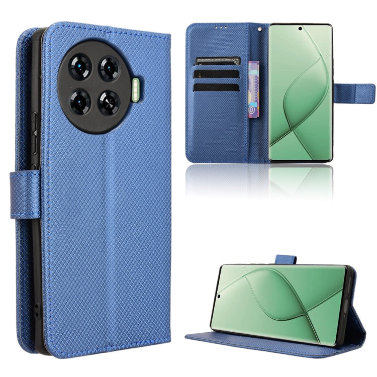 Blue diamond-texture leather phone case with flip cover and card slots