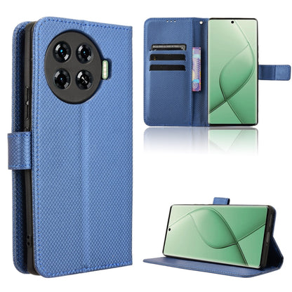 Blue diamond-texture leather phone case with flip cover and card slots