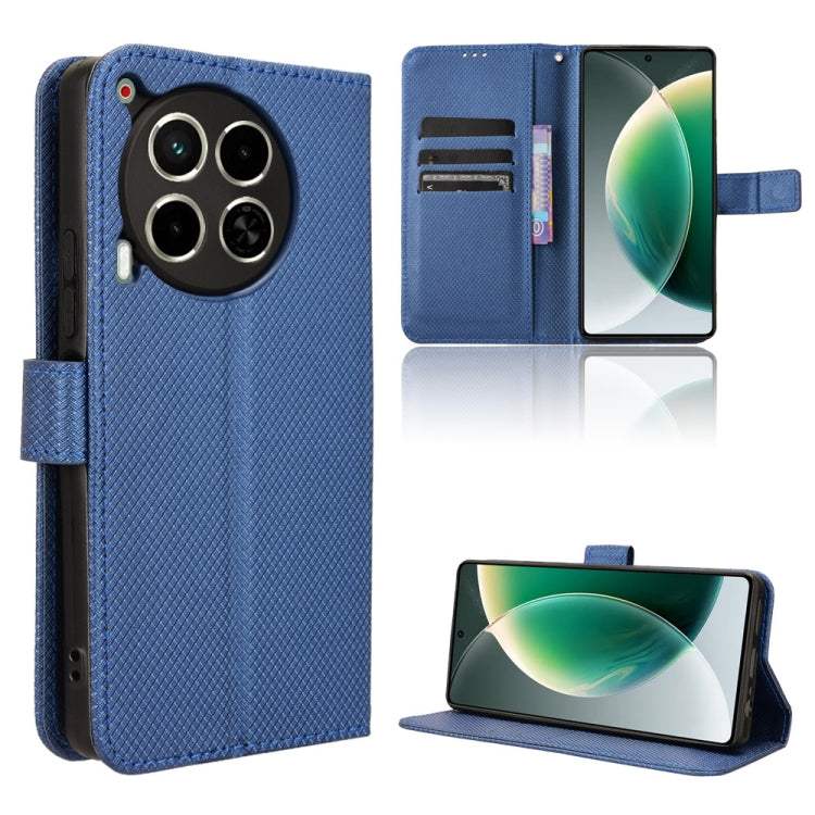Diamond texture leather flip phone case, blue with card slots and stand