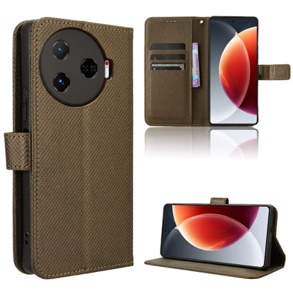 Diamond texture leather flip phone case, brown with card slots and stand
