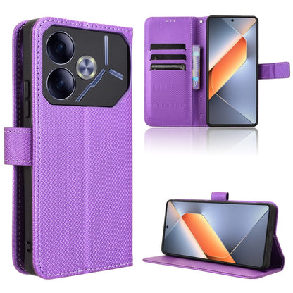 Purple diamond-texture leather phone case with flip cover and kickstand