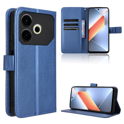 Blue diamond-texture leather phone case with flip cover and card slots