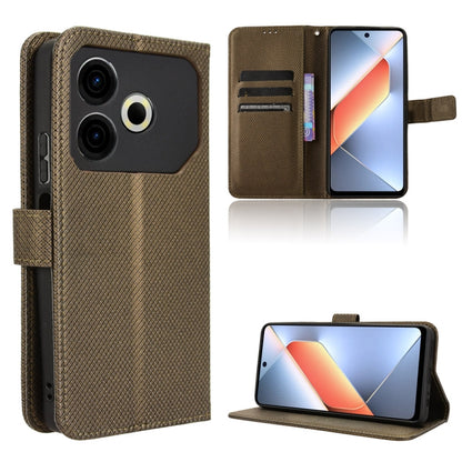 Brown diamond-texture leather phone case with flip cover and card slots