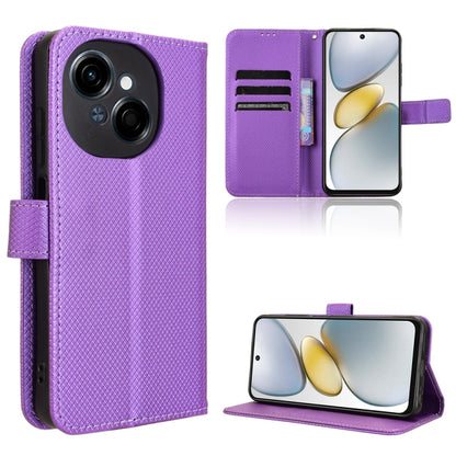 Diamond-texture leather phone case, purple, flip cover with slots and stand