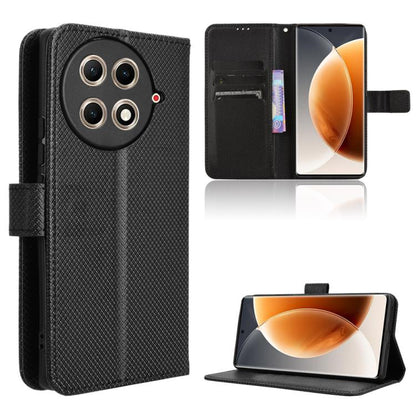 Black diamond-texture leather folio phone case with card slots and stand cover
