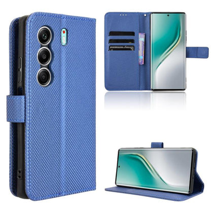 Blue diamond-texture leather phone case with stand for landscape viewing