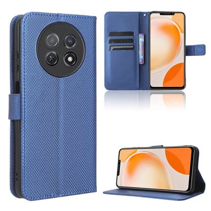 Blue diamond-texture leather wallet phone case with folio stand and card slots