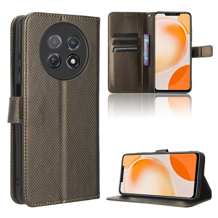 Brown diamond-texture leather wallet phone case with folio stand and card slots