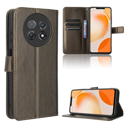 Brown diamond-texture leather wallet phone case with folio stand and card slots
