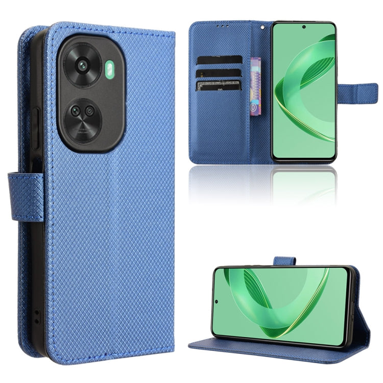 Blue diamond-texture leather wallet phone case with magnetic flip and stand
