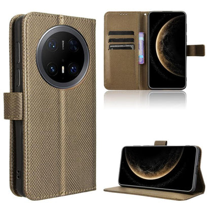 Brown diamond-texture leather wallet phone case with card slots and stand flap