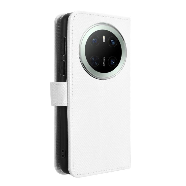 White diamond-texture leather wallet phone case with camera cutout