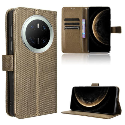 Brown diamond-texture leather wallet phone case with camera cutout