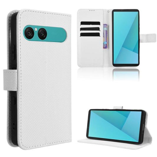 Diamond Texture Leather Phone Case, For Sony Xperia 10 VIII, For Sony Xperia 1 VIII, For Sony Xperia 10 VII, For Sony Xperia 1 VII, For Sony Xperia 10 VI 2024, For Sony Xperia 1 VI 2024, For Sony Xperia 5 V 2023, For Sony Xperia 1 V, For Sony Xperia 10 V