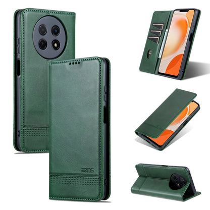 Magnetic flip leather phone case, dark green, camera cutout and stand view